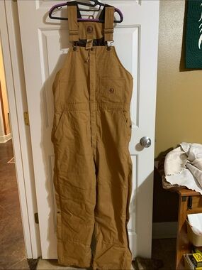 Berne mens Insulated Tan Work Bib Overalls - Heavy-Duty Utility Jumpsuit